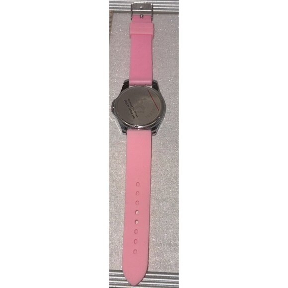 Pink Ribbon Breast Cancer Awareness Watch Rhinestone Bezel & Pink Silicone Strap - Picture 3 of 4